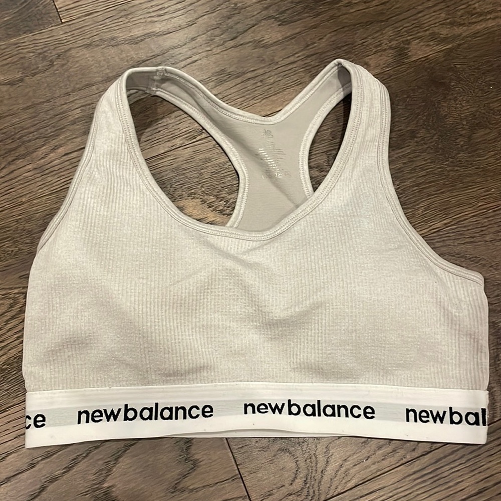 New balance ribbed gray sports bra